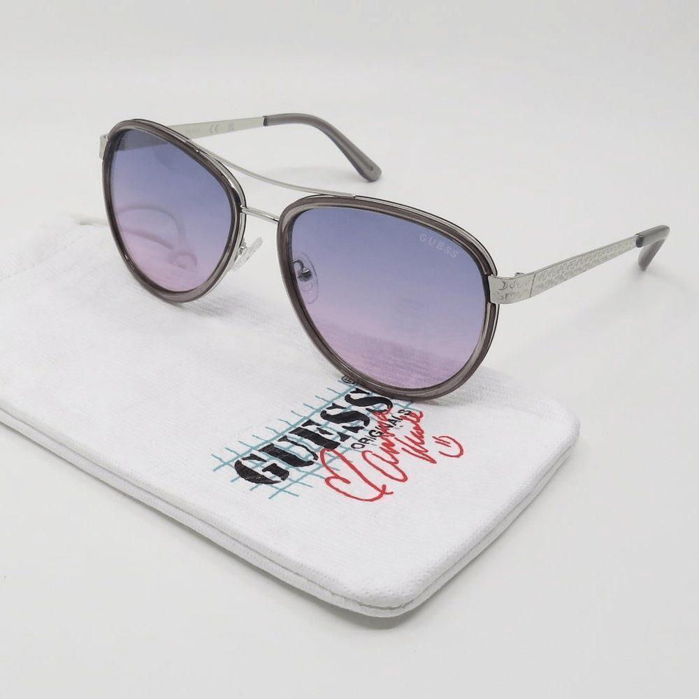 Guess GF6188/S 20B Silver/purple Gradient Aviator Sunglasses