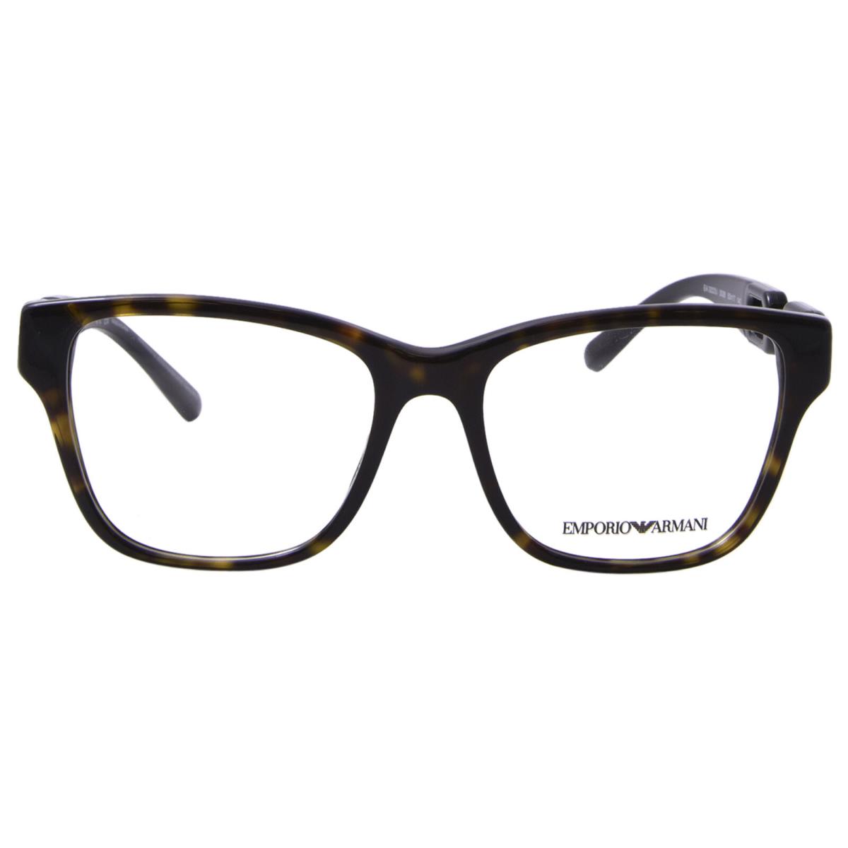 Emporio Armani EA3222U 5026 Eyeglasses Frame Women`s Shiny Havana Full Rim 53mm