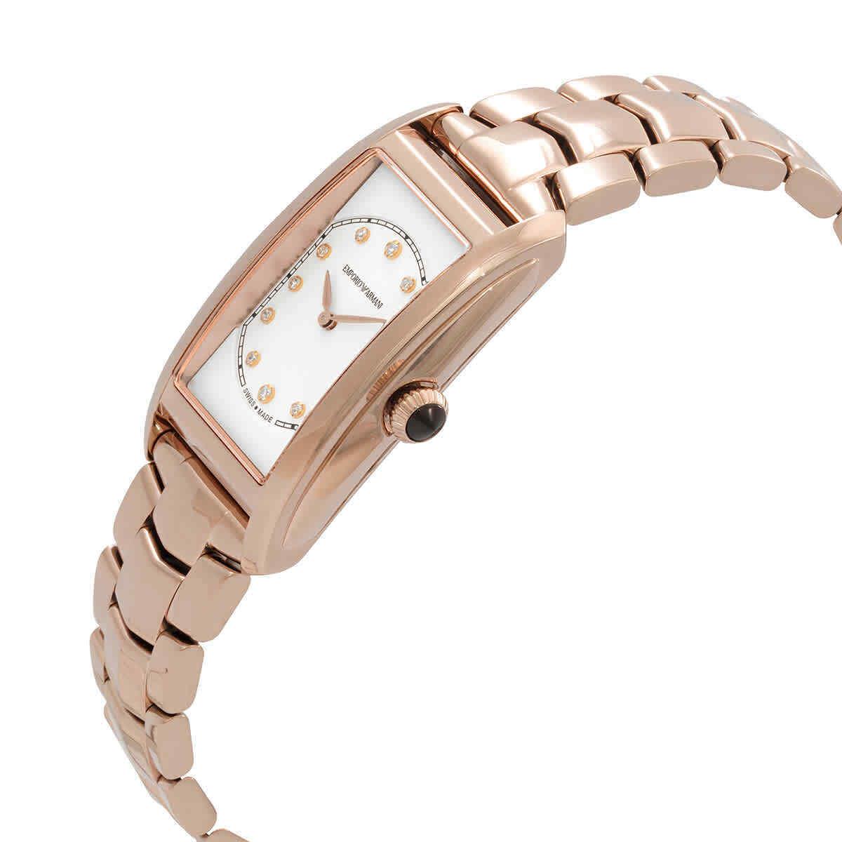 Emporio Armani Swiss Made Quartz Diamond White Dial Ladies Watch ARS8303