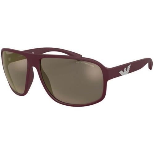 Emporio Armani EA4130 57515A Sunglasses Bordeaux/brown Mirror Gold Lens 63mm