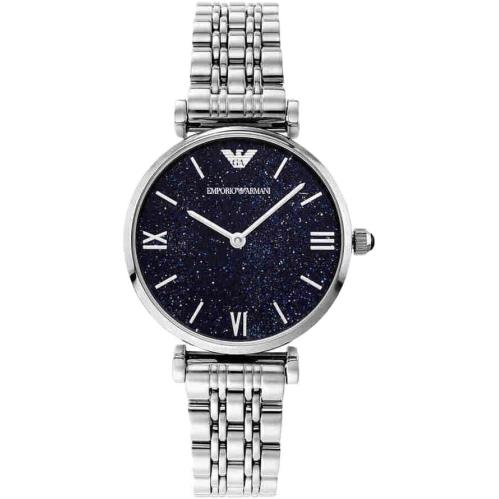 Emporio Armani Womens Watch Blue Dial Pave Starfield + Silver AR11091