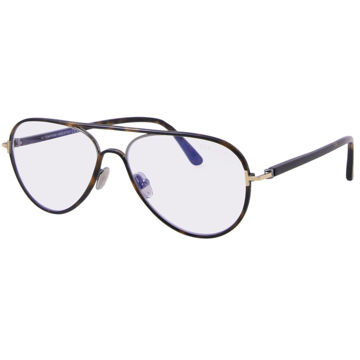 Tom Ford FT5897-B 052 Eyeglasses Men`s Dark Havana/blue Block Full Rim 57mm