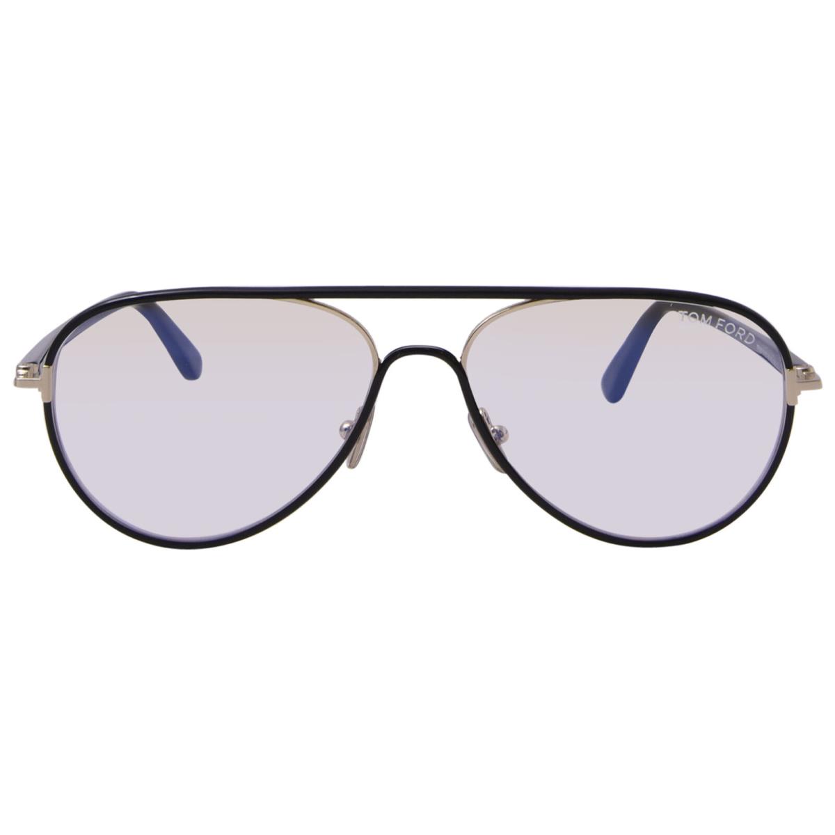 Tom Ford FT5897-B 001 Eyeglasses Men`s Shiny Black/blue Block Full Rim 57mm