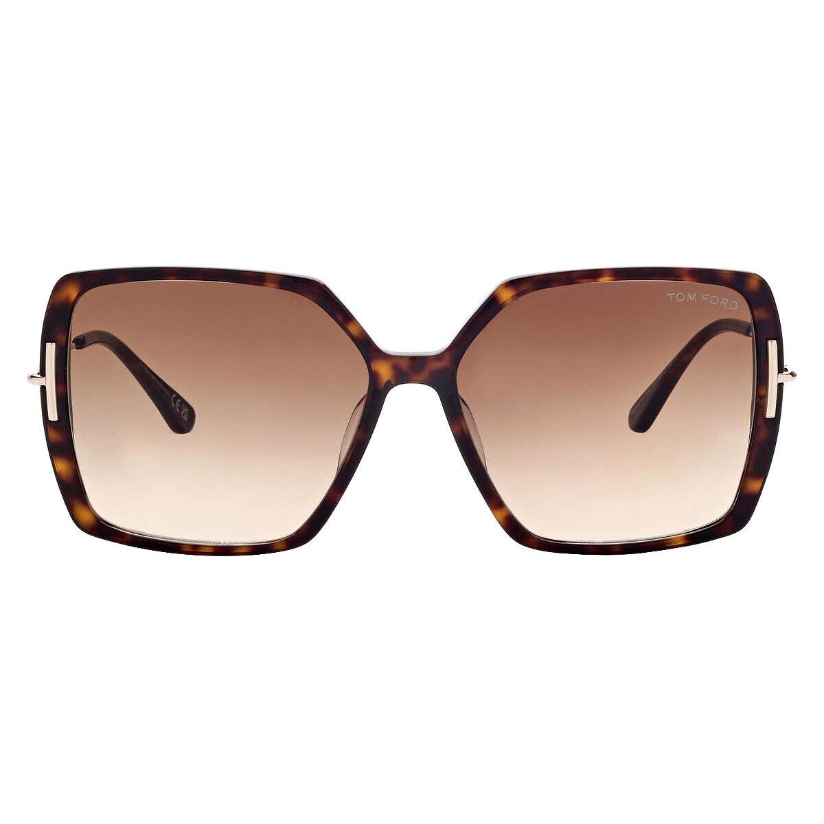 Tom Ford FT1039 Joanna Sunglasses Women Butterfly 59mm - Frame: Shiny Dark Havana/Shiny Rose Gold/T Logo / Gradient Brown, Lens: Gradient Brown