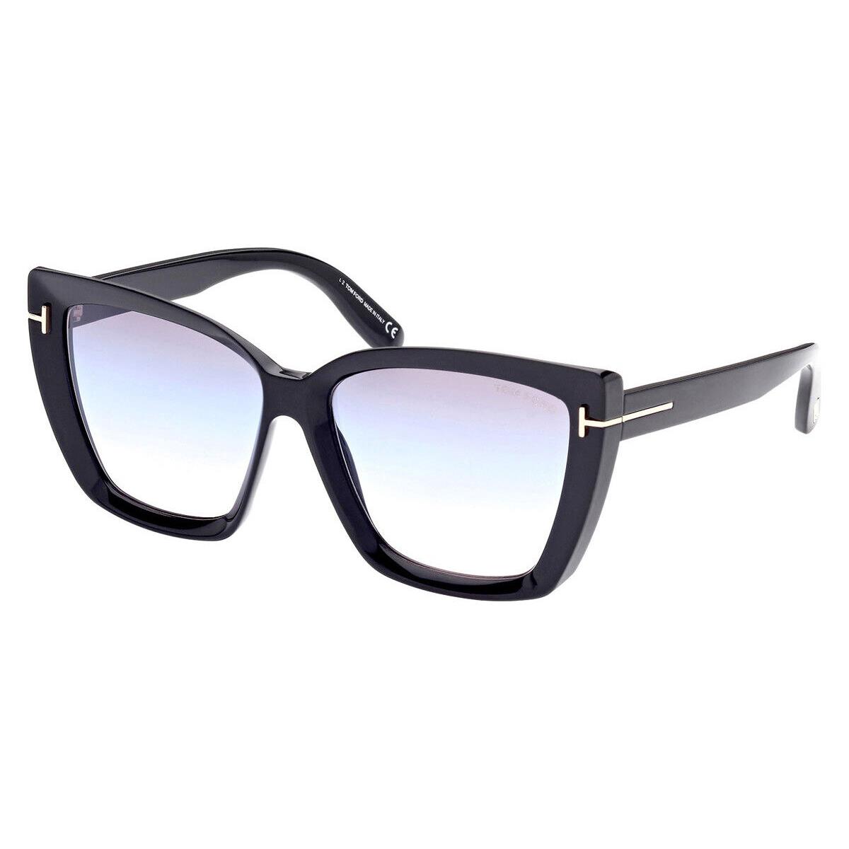 Tom Ford FT0920 Scarlet-02 Sunglasses Shiny Black Gradient Blue 57mm