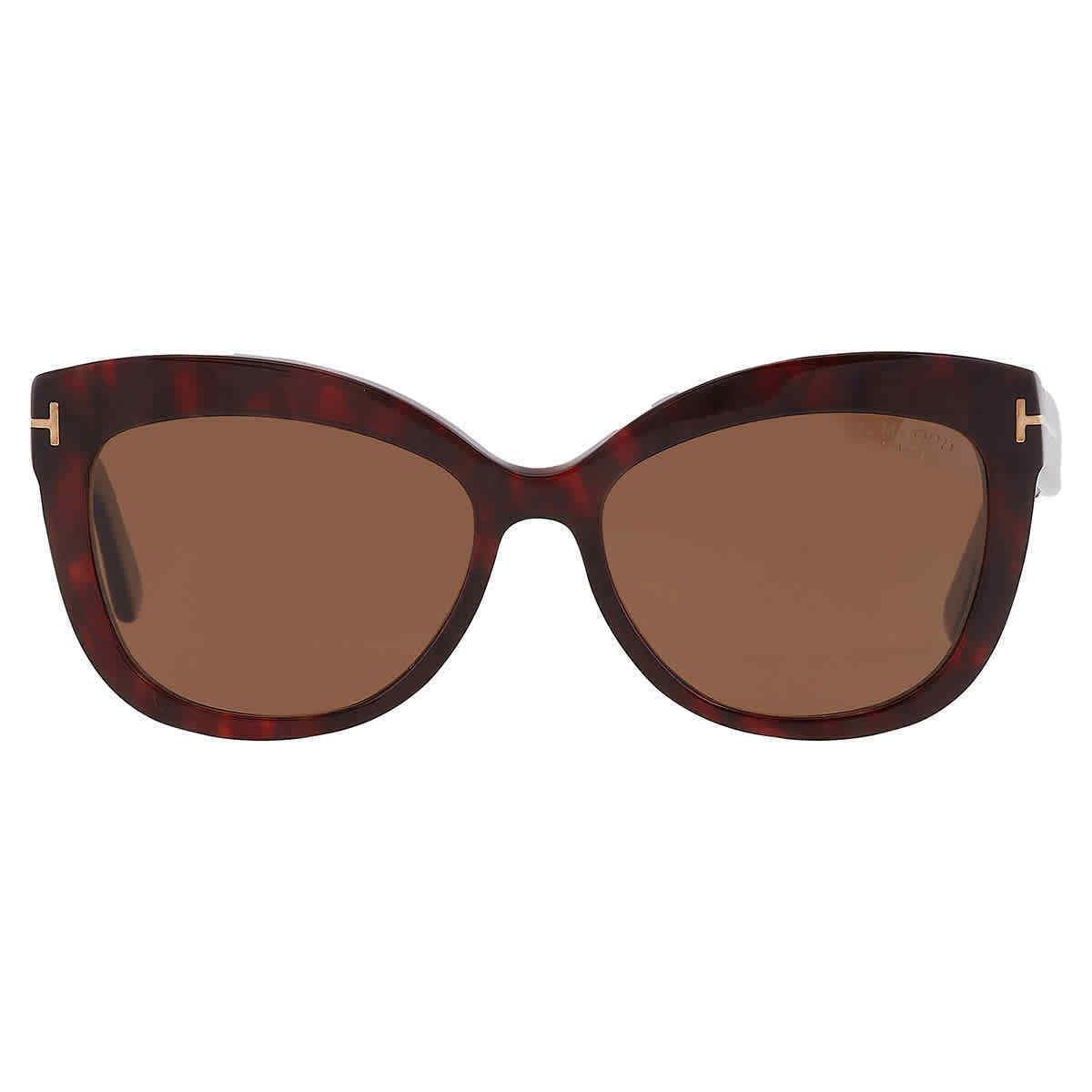 Tom Ford Alistair Polarized Brown Cat Eye Ladies Sunglasses FT0524 54H 56