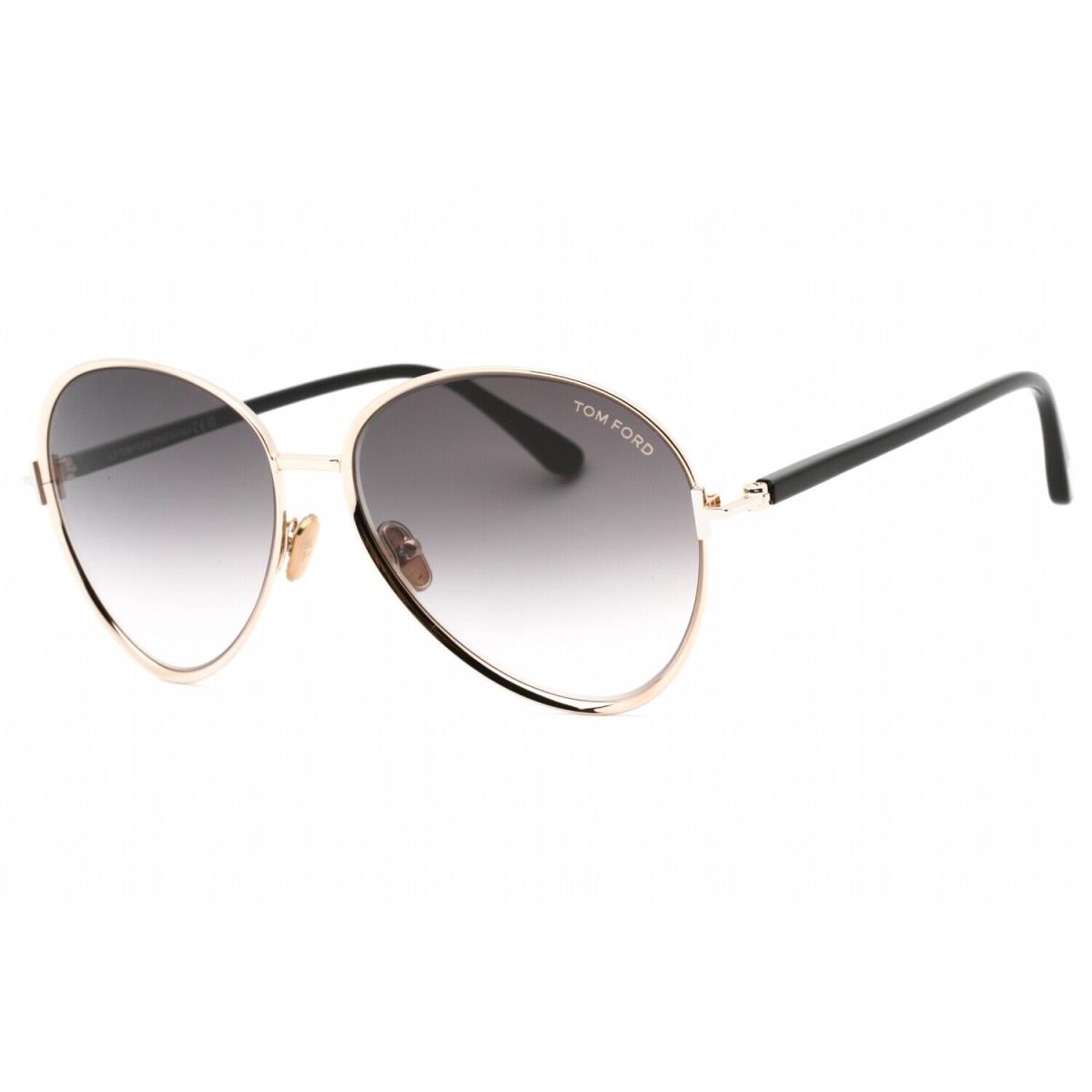 Tom Ford FT1028 28B Sunglasses Shiny Rose Gold Frame Gradient Smoke Lenses 59mm