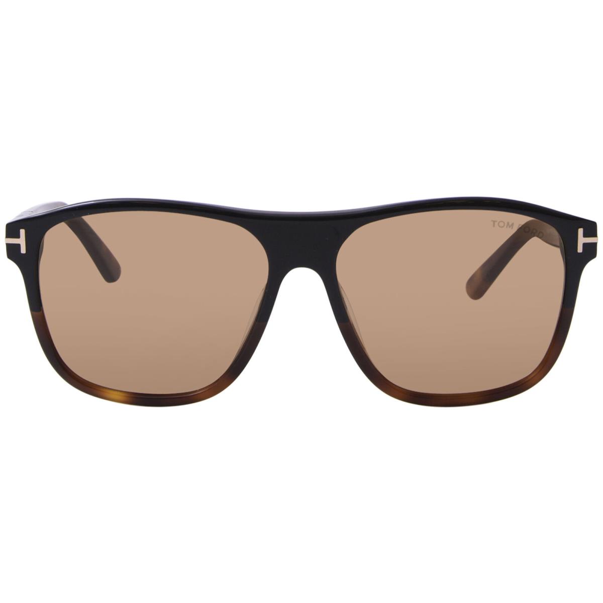 Tom Ford FT1081 05E Sunglasses Men`s Black/red Havana/brown Square Shape 58mm