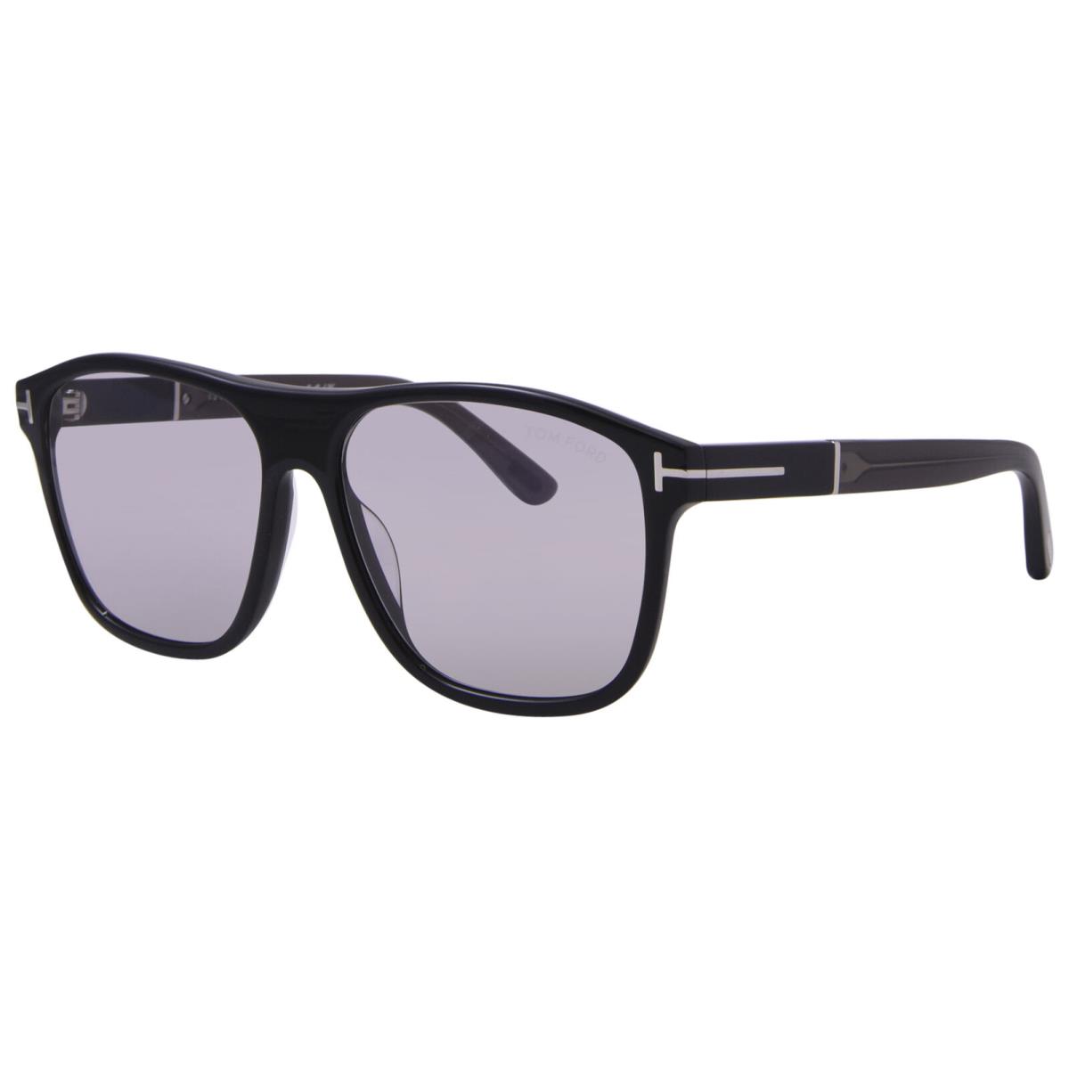Tom Ford FT1081 01A Sunglasses Men`s Shiny Black/smoke Square Shape 58mm