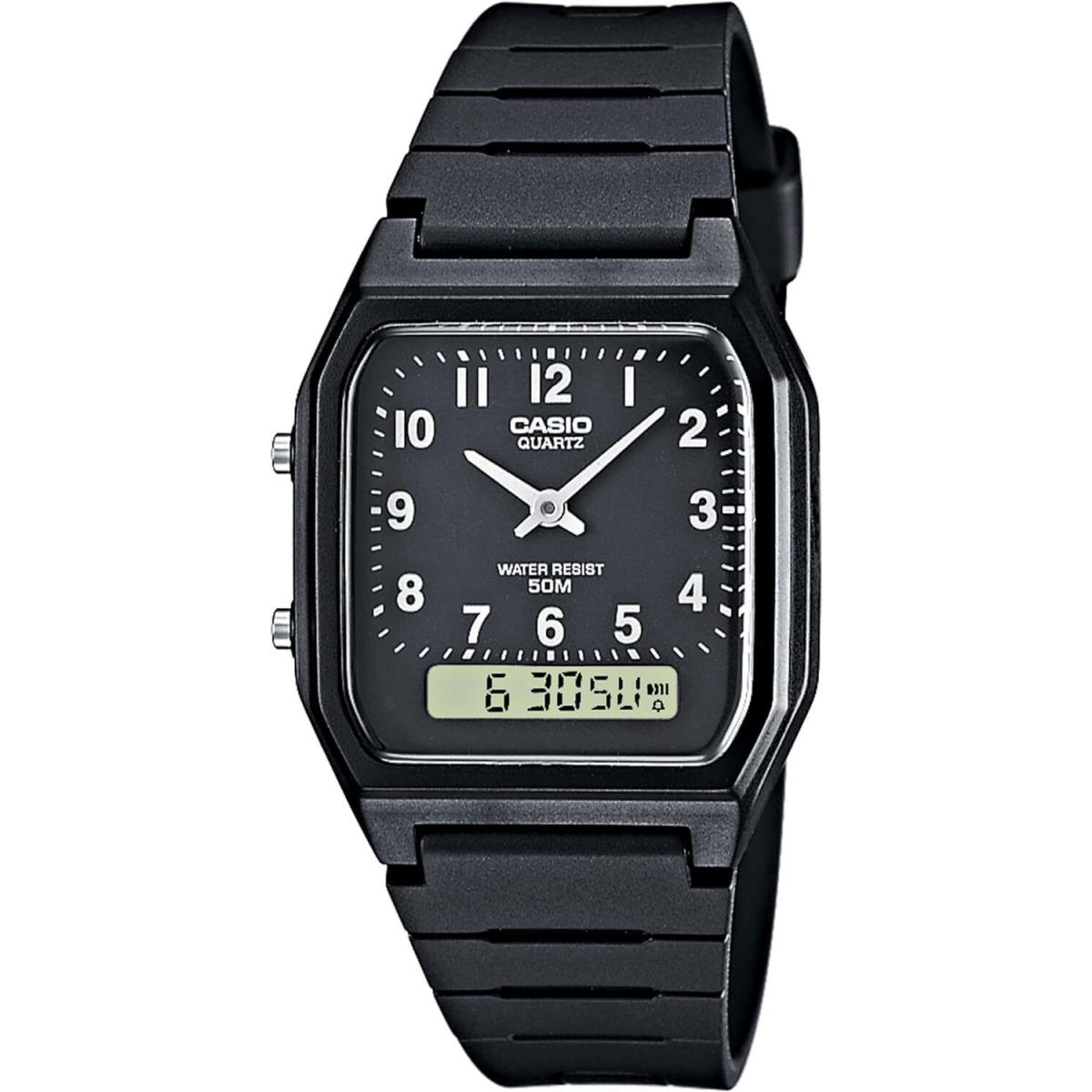 Unisex Casio AW-48H-1BV Watch in Black with a Digital Display and a Numbered