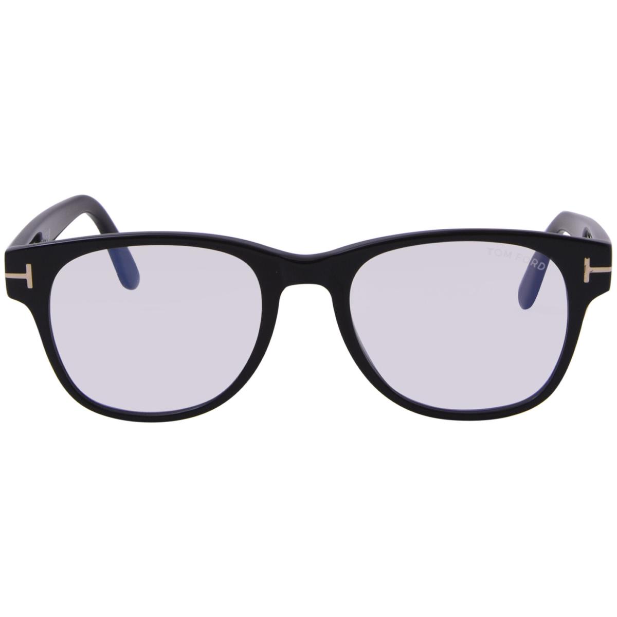 Tom Ford FT5898-B 001 Eyeglasses Men`s Shiny Black/blue Block Full Rim 52mm