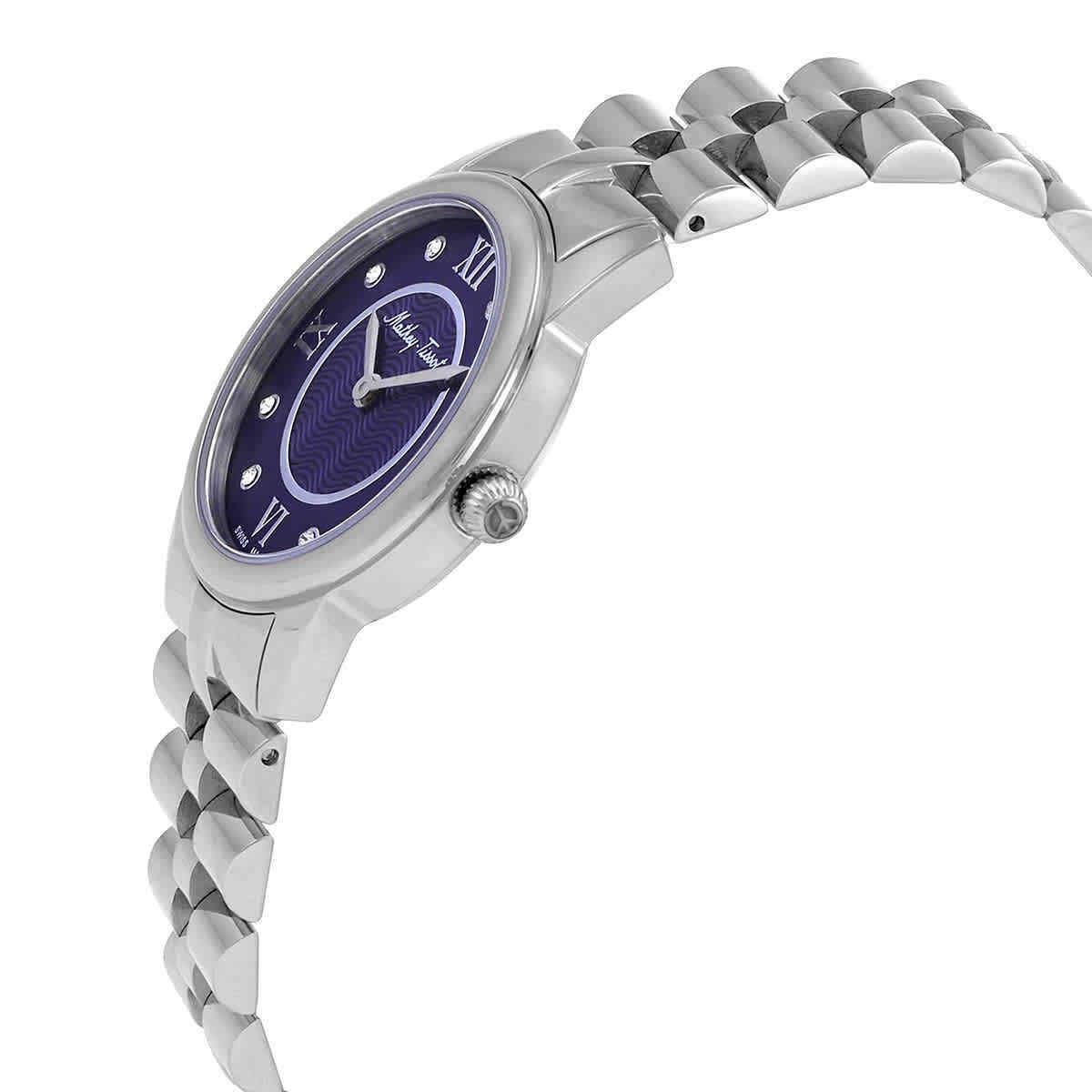 Mathey-tissot Artemis Quartz Crystal Blue Dial Ladies Watch D1086ABU - Dial: Blue, Band: Silver-tone, Bezel: Silver-tone
