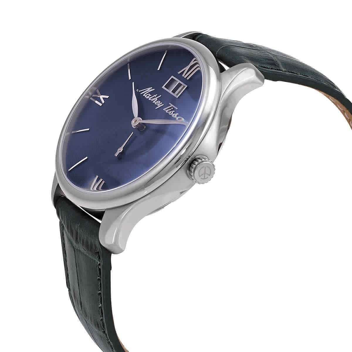 Mathey-tissot Edmond Quartz Blue Dial Mens Leather Watch H1886QAS