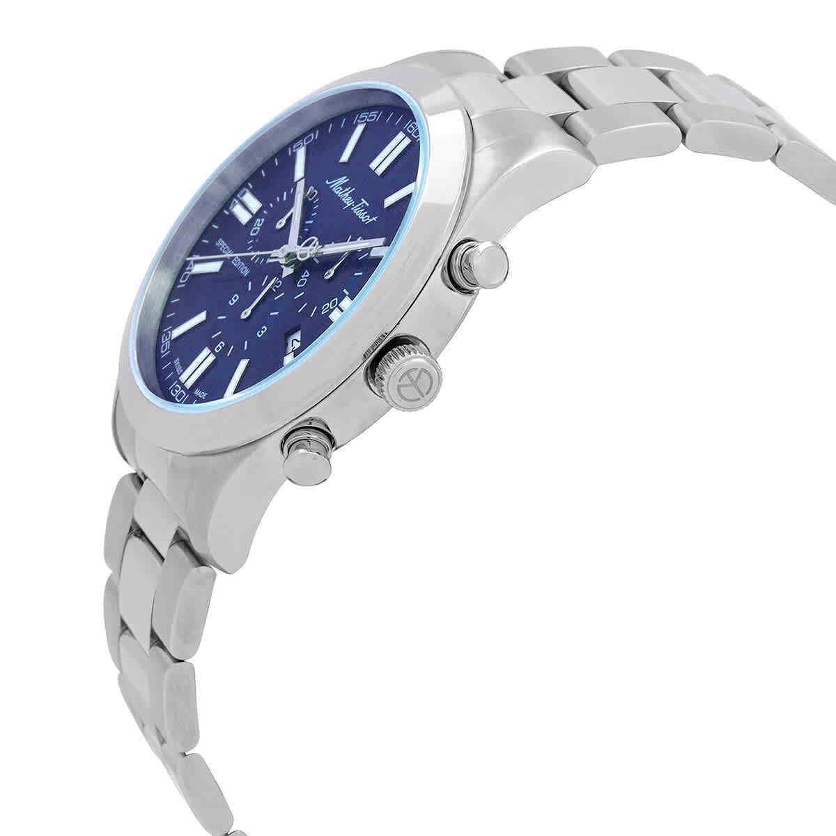 Mathey-tissot Mathy I Jumbo Chrono Chronograph Quartz Blue Dial Men`s Watch