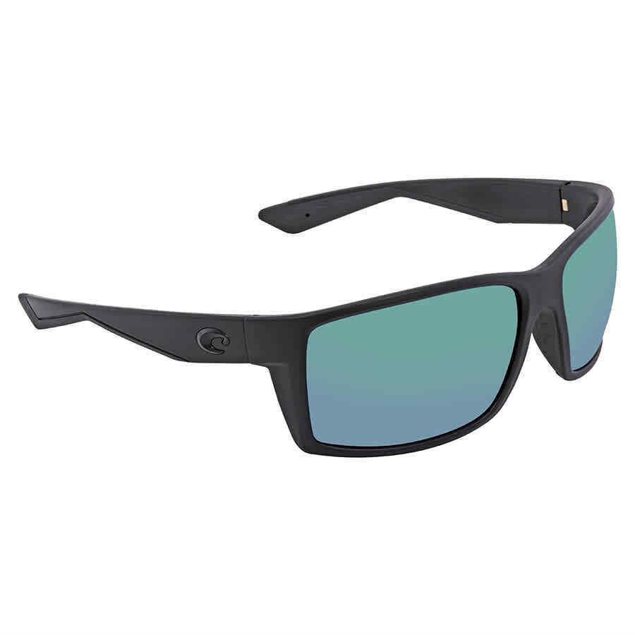 Costa Del Mar Reefton Green Mirror Polarized Glass Men`s Sunglasses Rft 01 - Frame: Black, Lens: Green