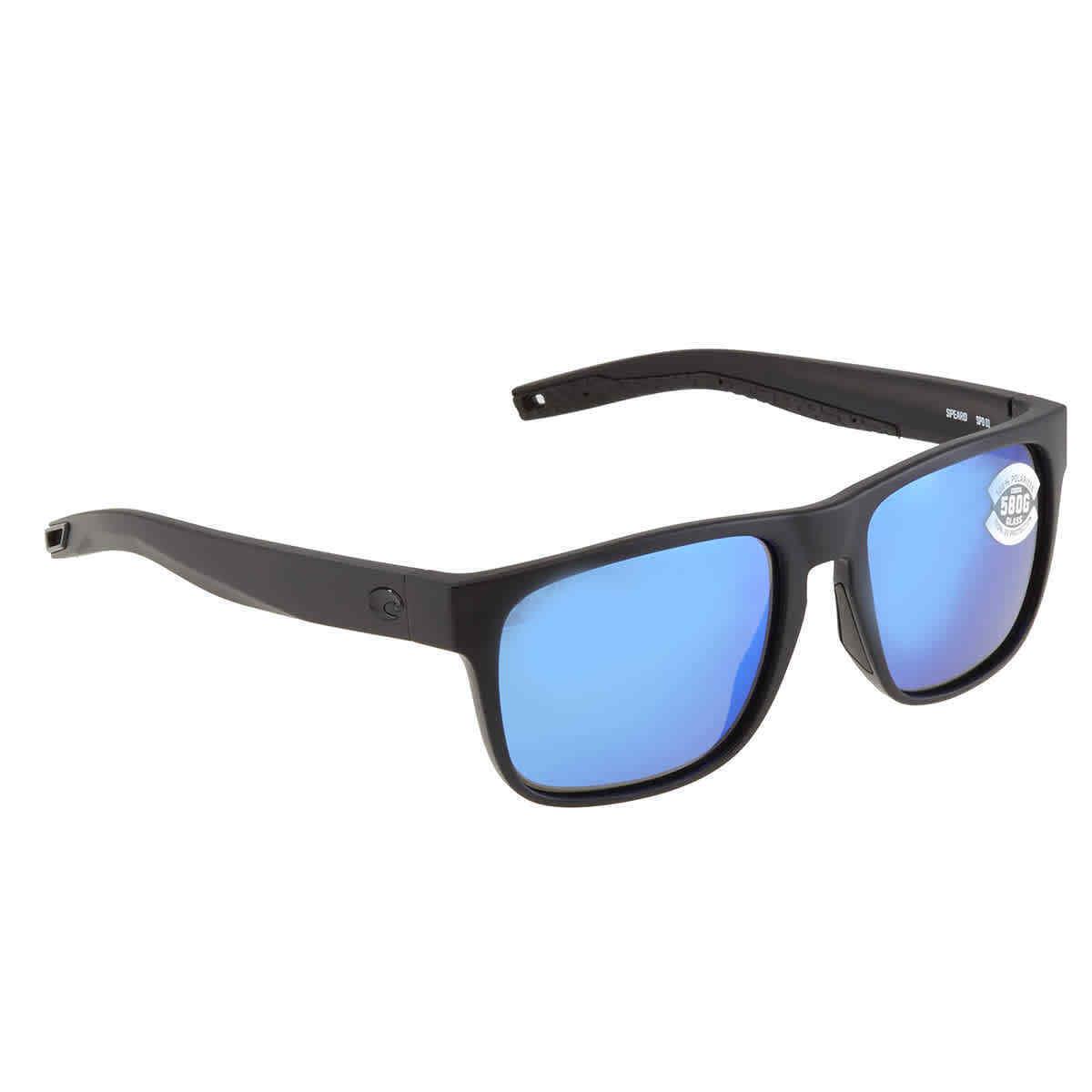 Costa Del Mar Spearo Blue Mirror Polarized Glass Men`s Sunglasses Spo 01 Obmglp - Frame: Black, Lens: Blue