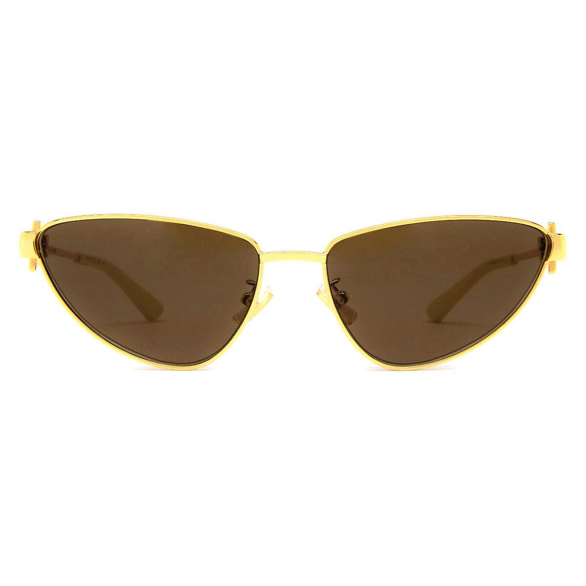 Bottega Veneta BV1186S Sunglasses Gold Brown Cat Eye 59mm