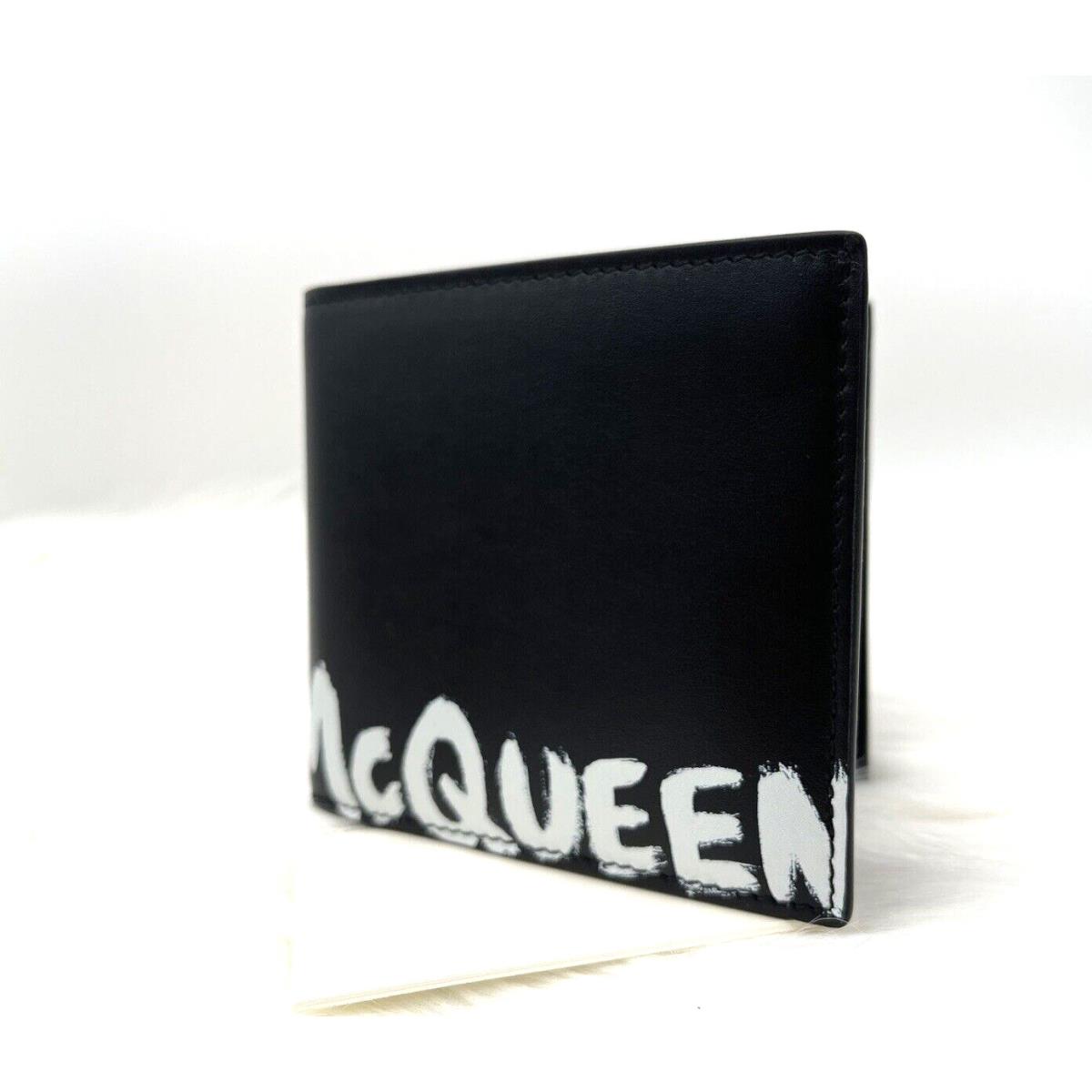 Alexander Mcqueen Men s Graffiti Logo Leather Bifold Wallet In Black