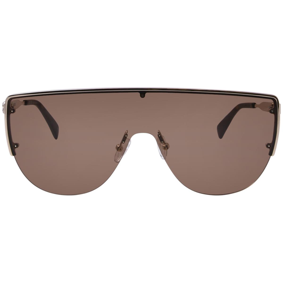 Alexander Mcqueen AM0457S 002 Sunglasses Men`s Gold/brown/brown Shield 99mm