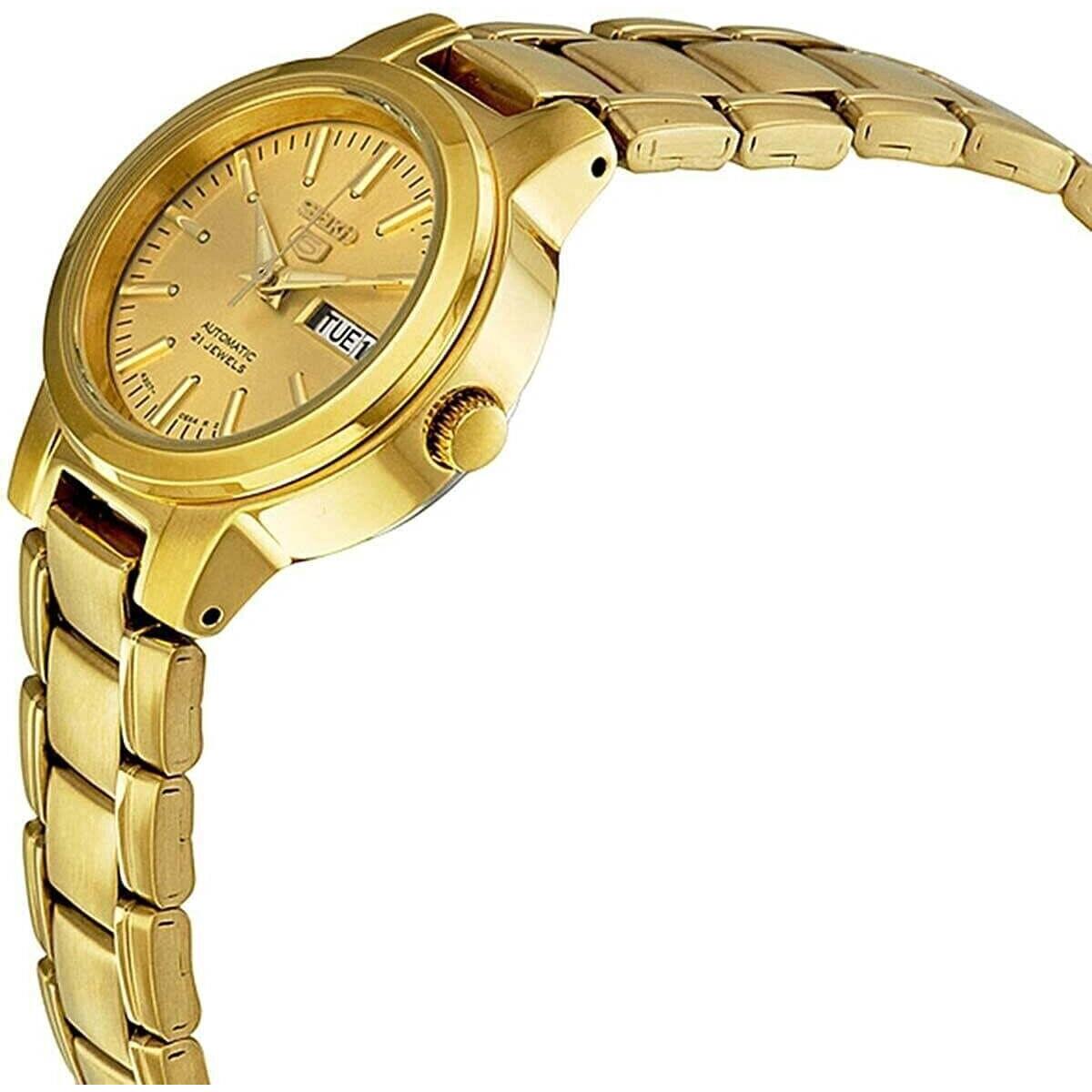 Seiko 5 SYME46 Automatic All Gold Dial Stainless Steel Woman`s Watch SYME46K
