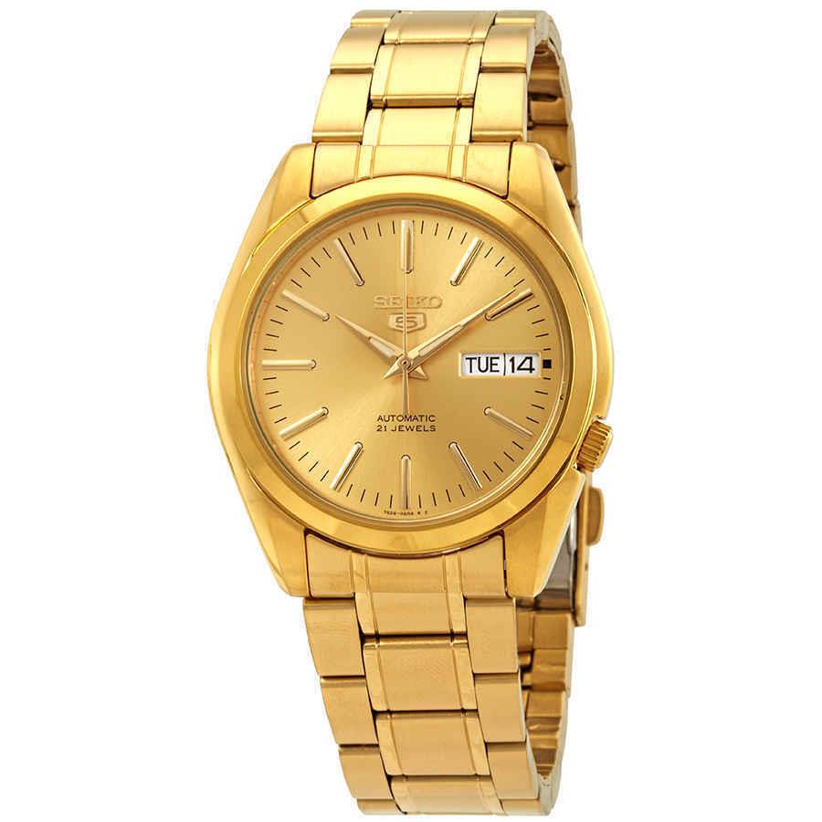 Seiko Series 5 Automatic Gold Dial Men`s Watch SNKL48