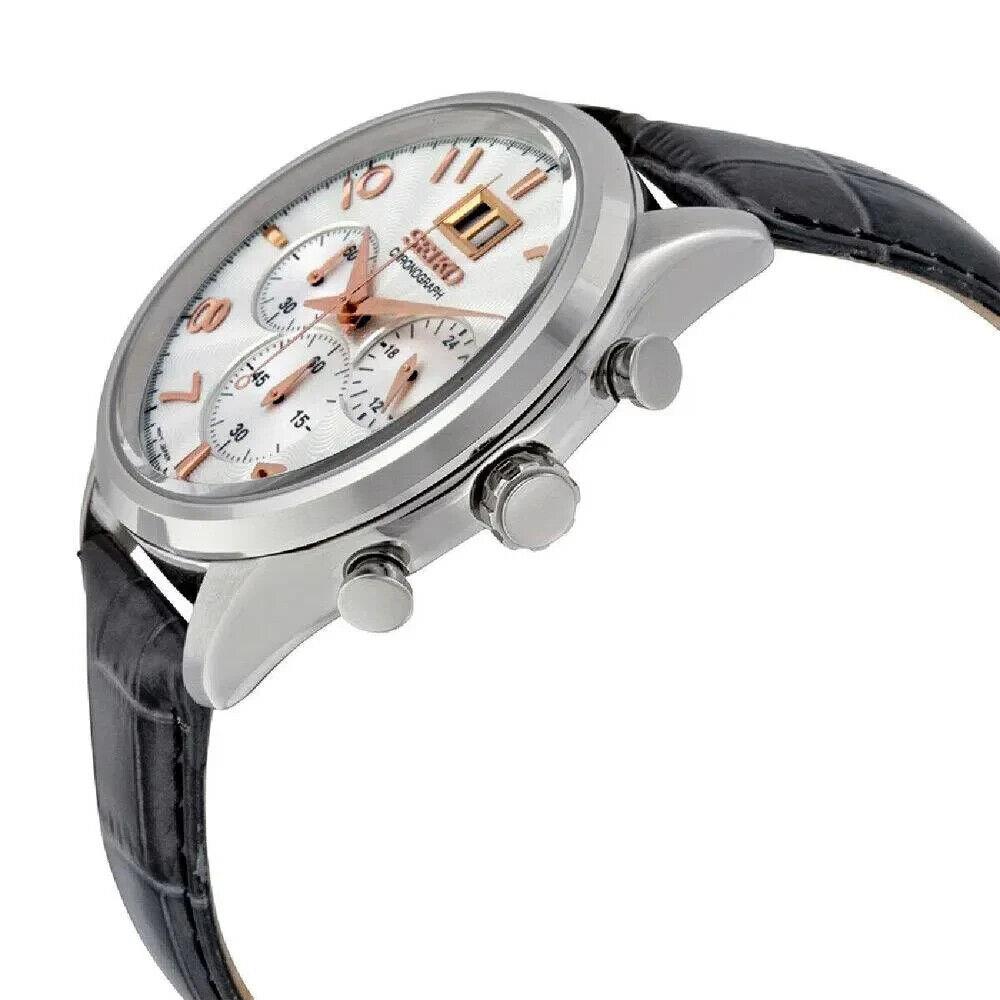 Seiko Chronograph Leather Strap Men`s Watch SPC087P1