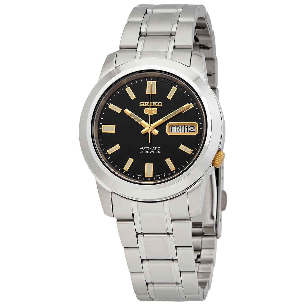 Seiko 5 Automatic Stainless Steel Black Dial Men`s Watch SNKK17