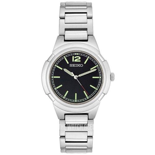 Seiko Men`s SFWT07 Watch Stainless Steel Black Dial Quartz