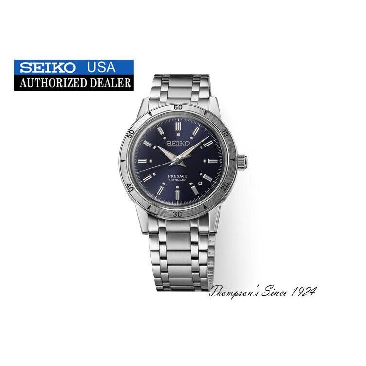 Seiko Men`s Presage Auto Blue Dial Stainless Steel Watch SRPL07 - Dial: Dark blue sunray dial with gloss finish