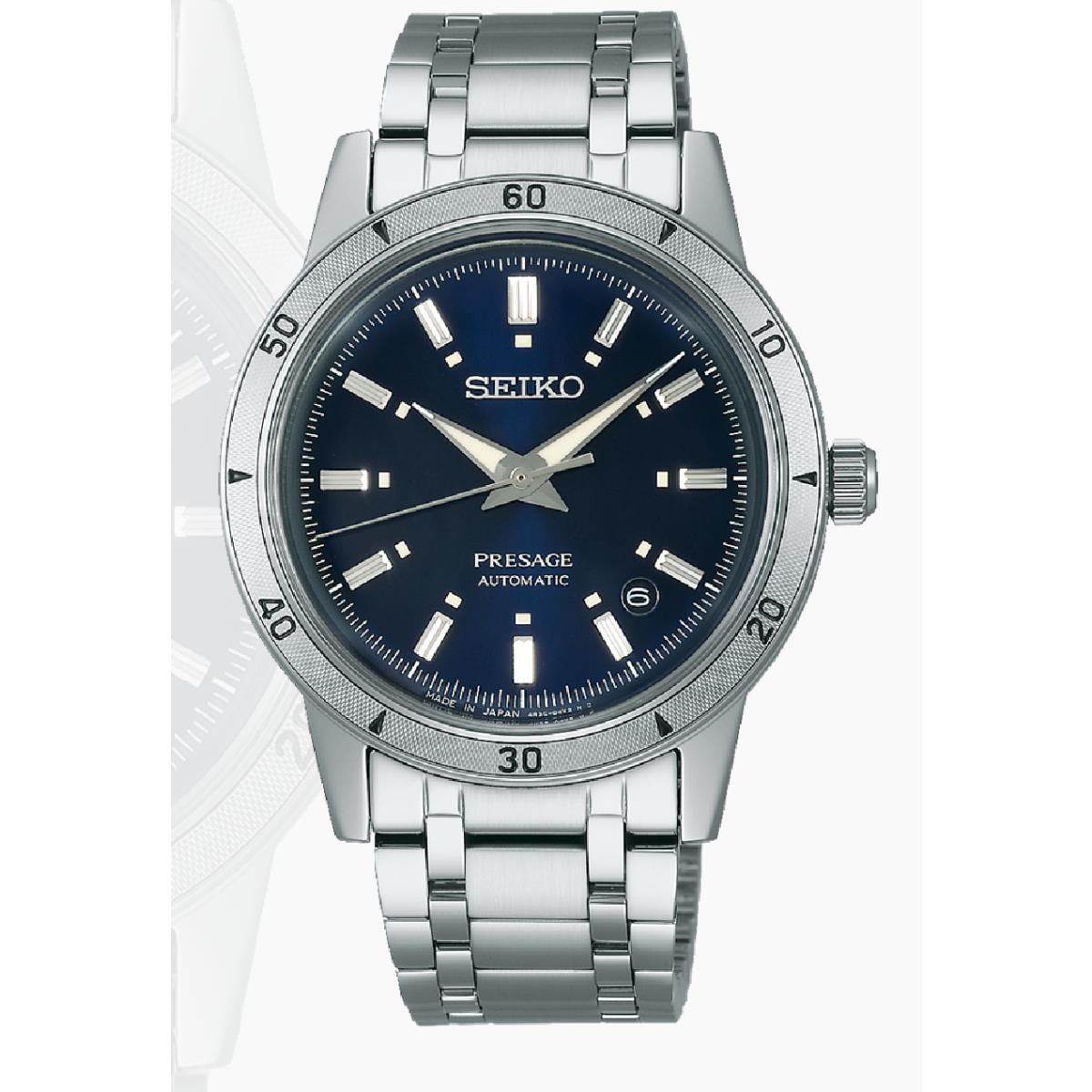Seiko Presage Auto Stainless Steel Men`s Watch SRPL07 - Dial: Blue, Band: Silver