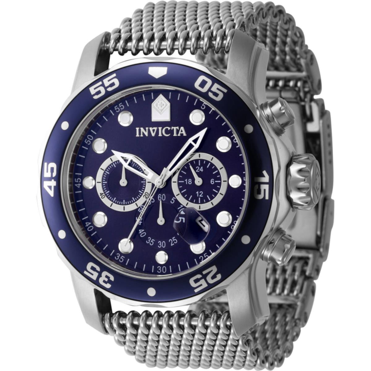 Invicta Men`s Watch Pro Diver Quartz Blue Dial Silver Steel Bracelet Date 47237