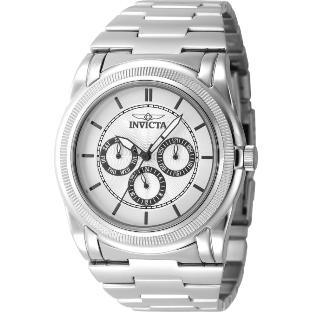 Invicta Men`s Watch Slim Quartz Silver Dial Stainless Steel Bracelet Date 46257