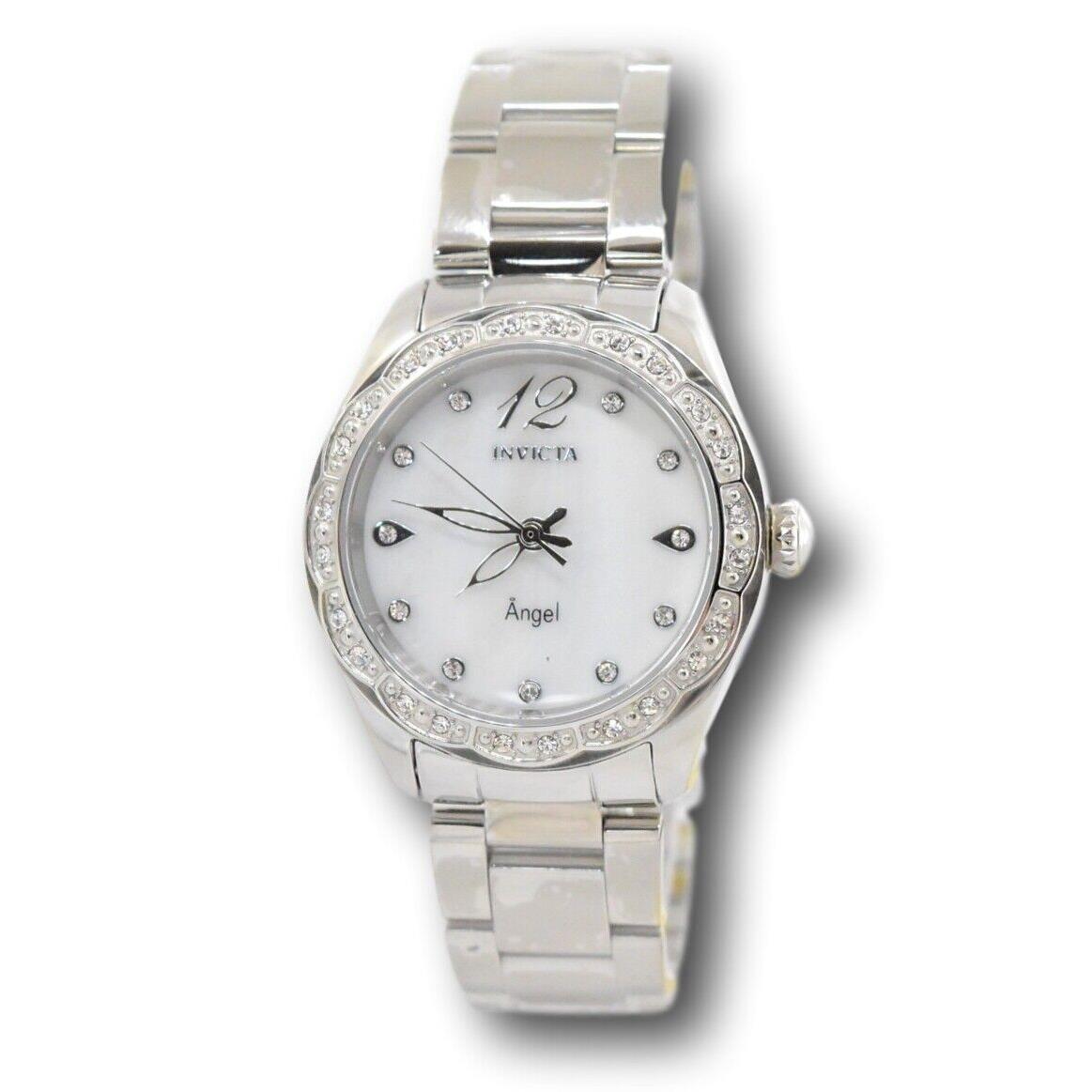 Invicta Angel 27449 Women`s 35mm Crystal Accent Stainless Steel Quartz Watch - Dial: Multicolor White, Band: Silver