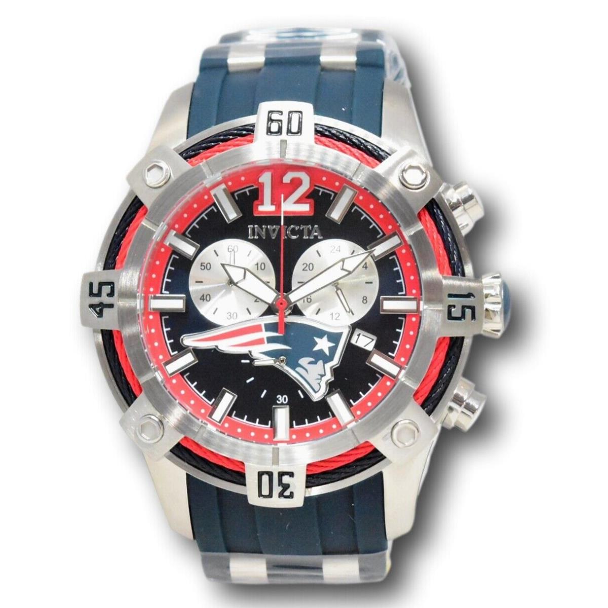 Invicta Nfl England Patriots Mens 52mm Blue Fly-back Chronograph Watch 35809
