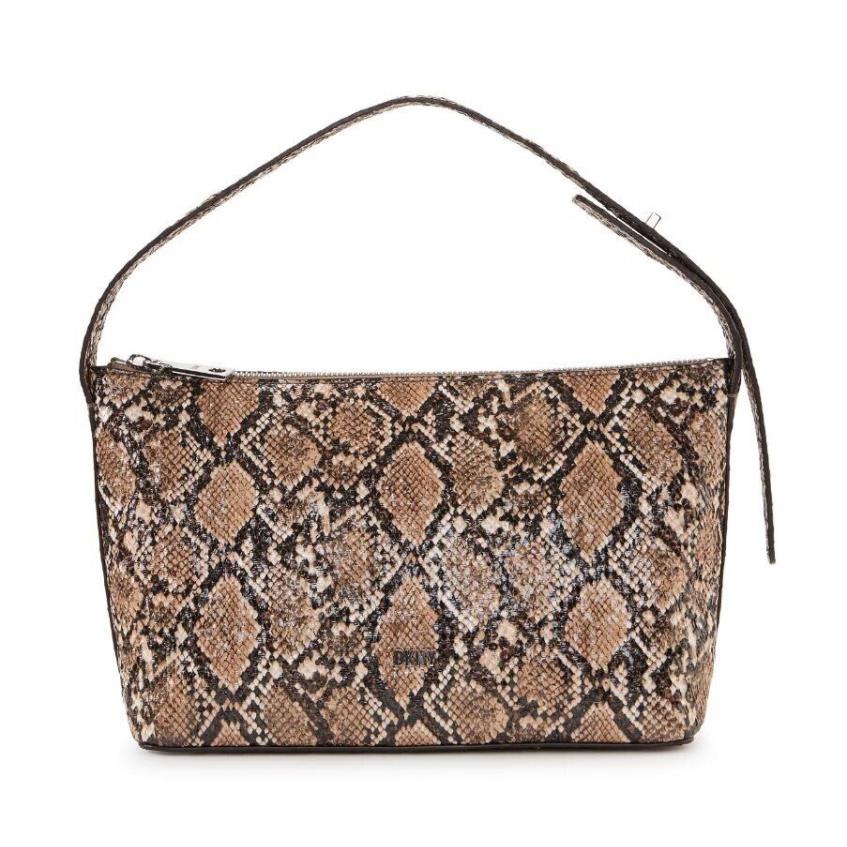 Dkny Tania Textured Faux-leather Snake Print Crossbody Bag Brown Multi Silver