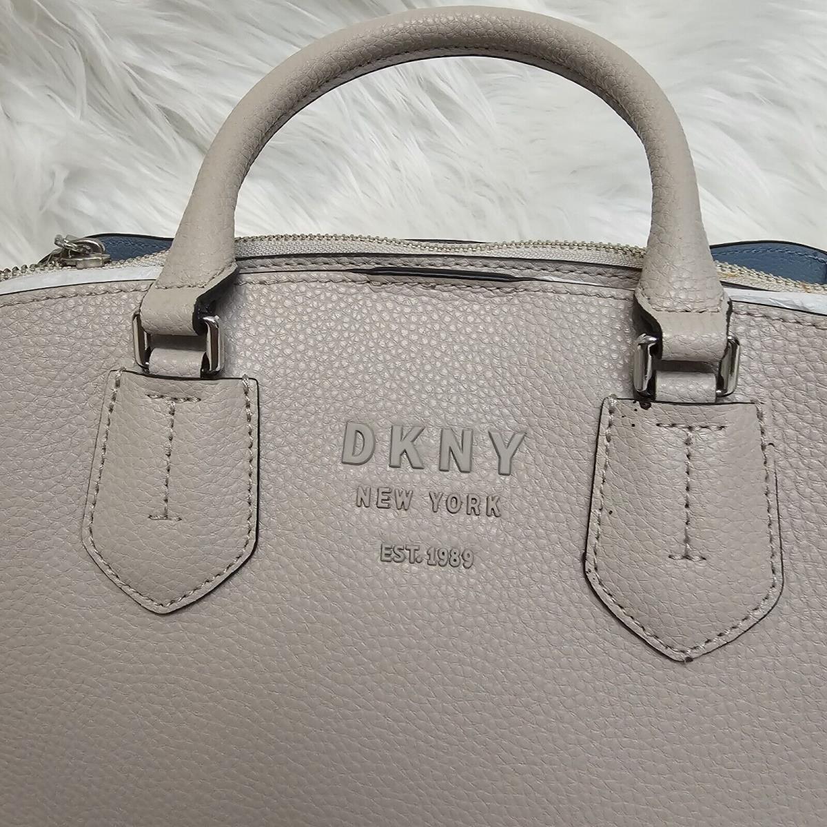 Dkny Noho Large Leather Triple Compartment Satchel/shoulder/hand Bag Grey