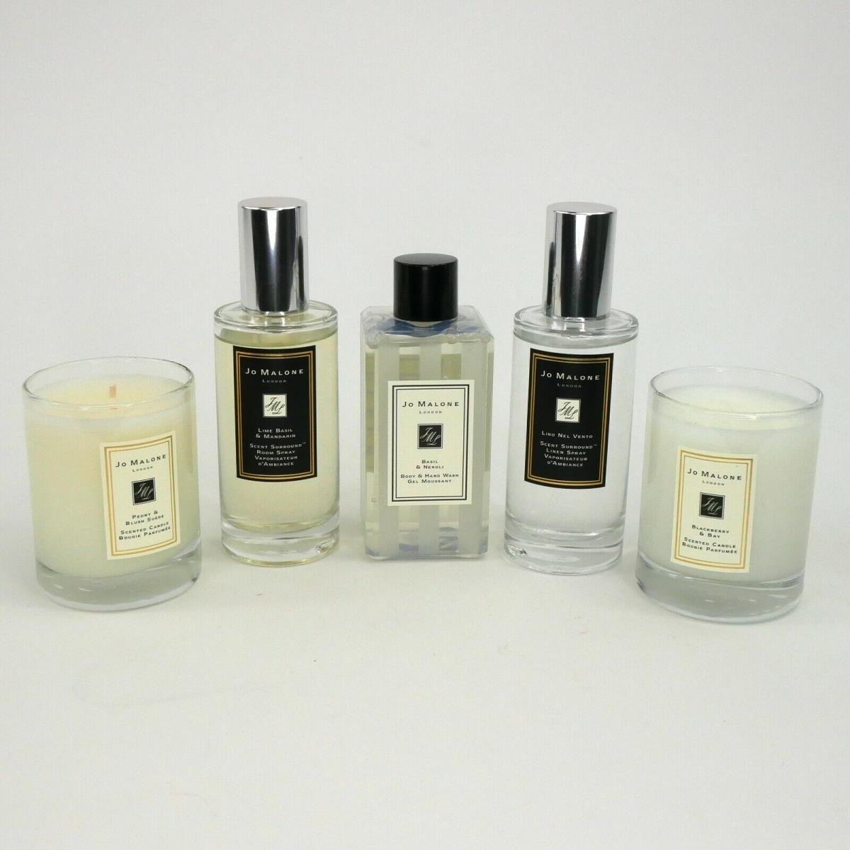 House of Jo Malone Home Fragrance 5pc Set Room/linen Spray + Candles + Soap