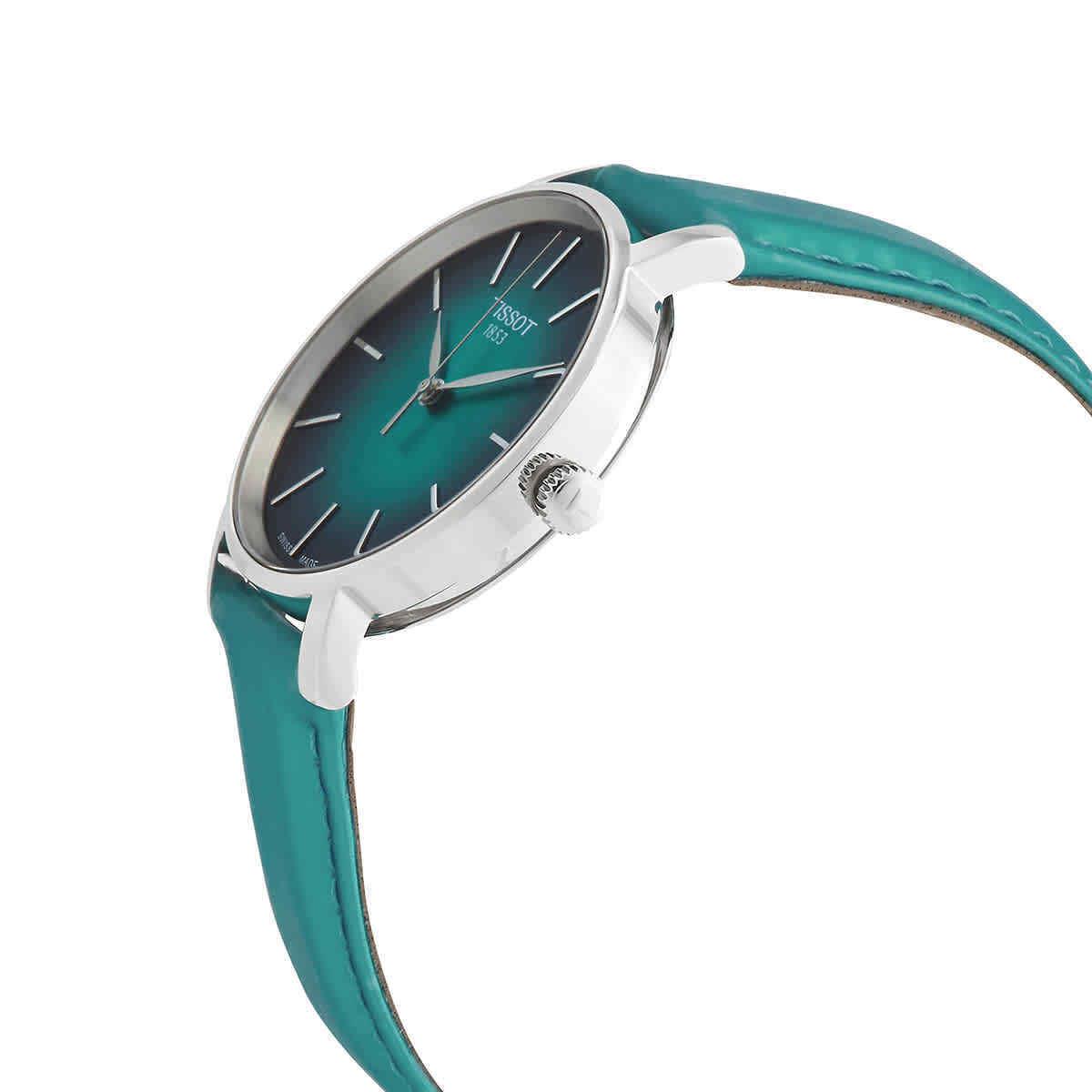 Tissot Everytime Lady Quartz Turquoise Dial Watch T1432101709100 - Dial: Blue, Black, Band: Blue, Bezel: Silver