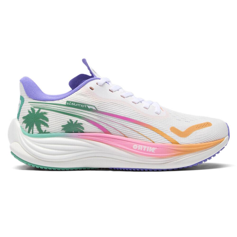 Puma F1 Velocity Nitro 3 Miami Gradient Graphic Lace Up Womens White Sneakers C - White