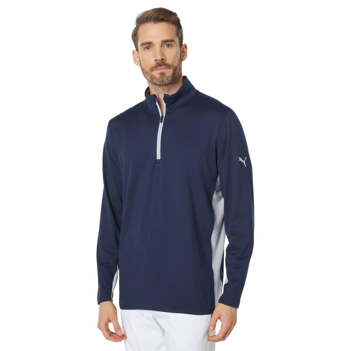 Man`s Shirts Tops Puma Golf Gamer 1/4 Zip Navy Blazer