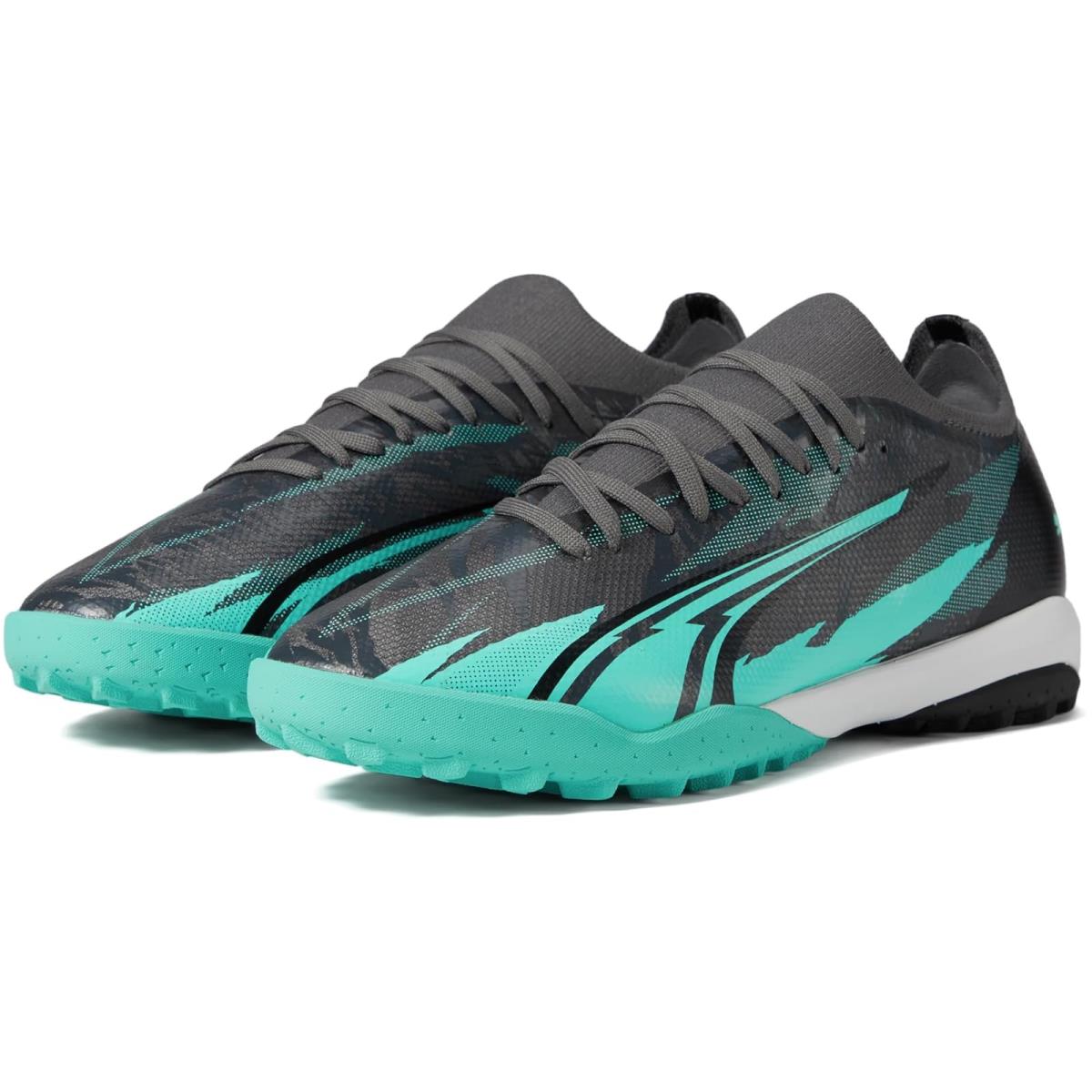 Man`s Sneakers Athletic Shoes Puma Ultra Match Rush Turf Training - Strong Gray/Puma White/Elektro Aqua