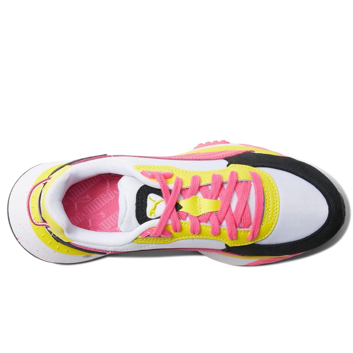 Girl`s Sneakers Athletic Shoes Puma Kids Wild Rider Rollin` Big Kid - Puma White/Pink Glo/Blazing Yellow