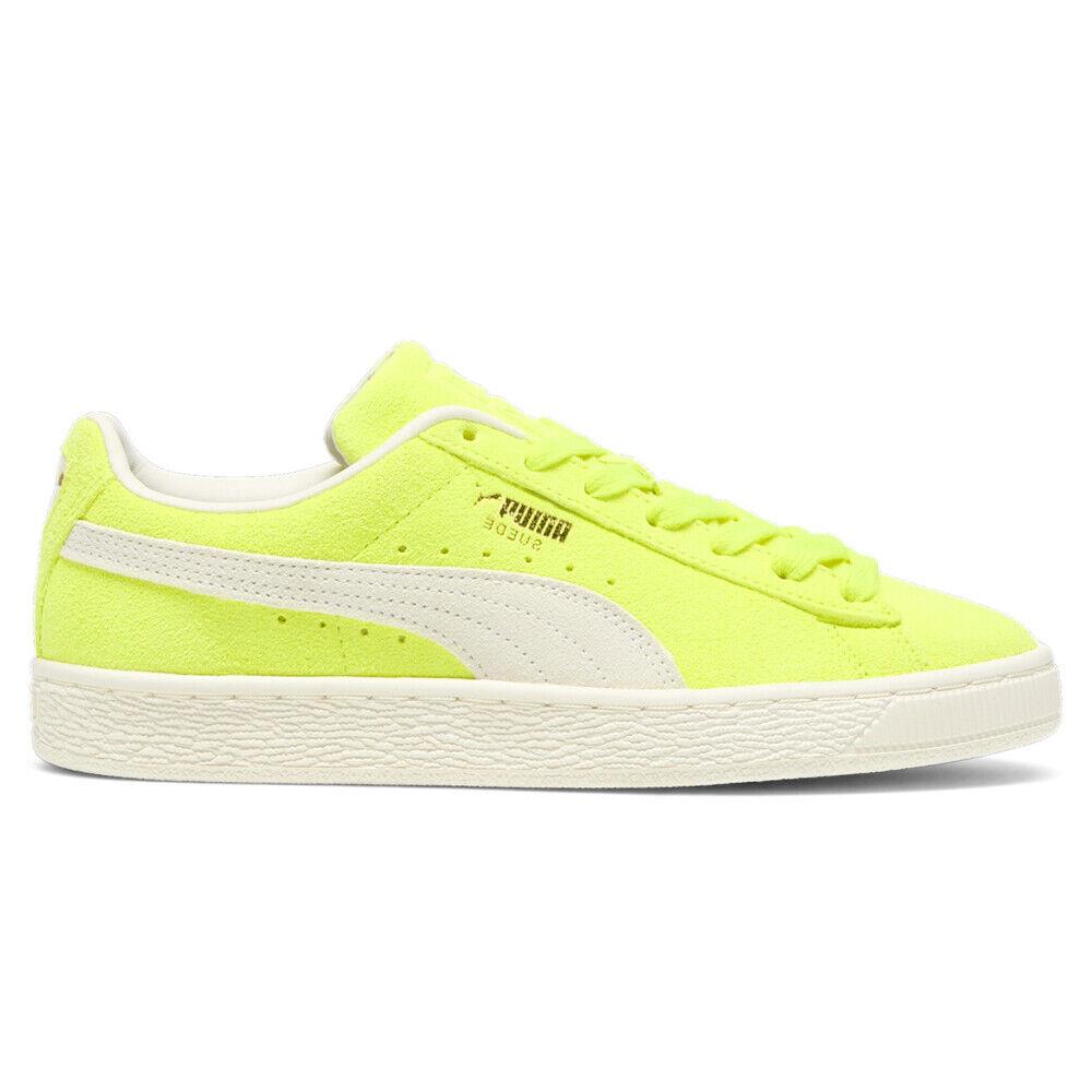 Puma Suede Neon Lace Up Womens Yellow Sneakers Casual Shoes 39869402 - Yellow