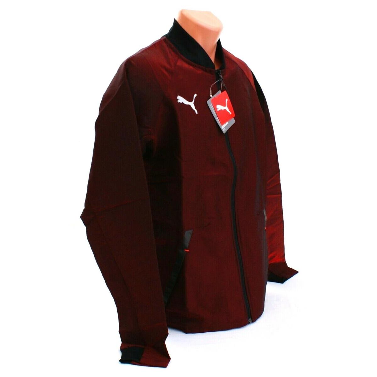 Puma Iridescent Red Black Blast Ftblnxt Pro Zip Front Jacket Men`s - Red & Black