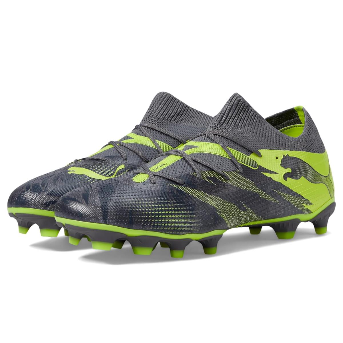 Man`s Shoes Puma Future 7 Match Rush Firm Ground/artificial Ground - Strong Gray/Cool Dark Gray/Electric Lime