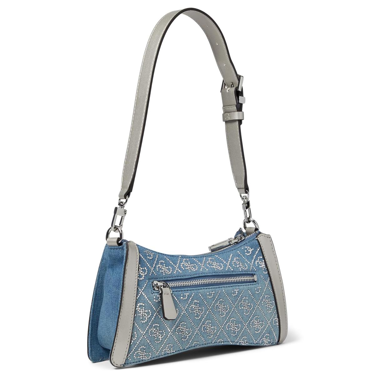 Woman`s Handbags Guess Dili Top Zip Shoulder Bag Denim Logo