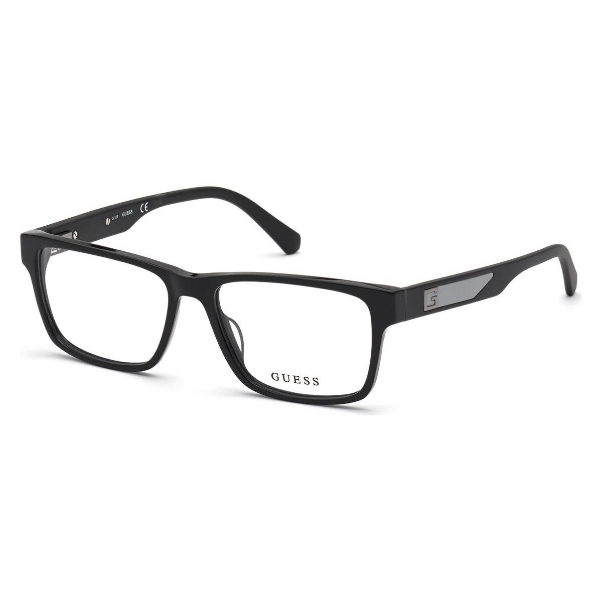 Guess GU50018 Eyeglasses Men Shiny Black Rectangle 54mm