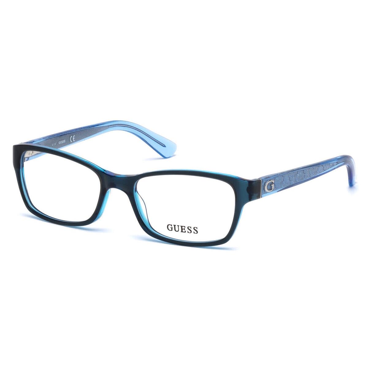 Guess GU2591 Eyeglasses Women Shiny Blue Geometric 53mm