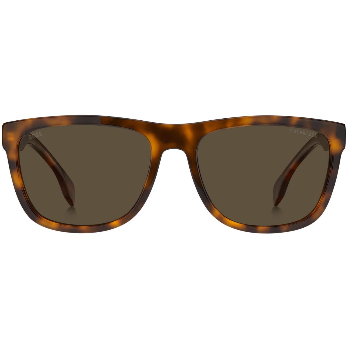 Boss By Hugo Boss Polarized Men`s Havana Soft Square Sunglasses - 1439S 005L SP