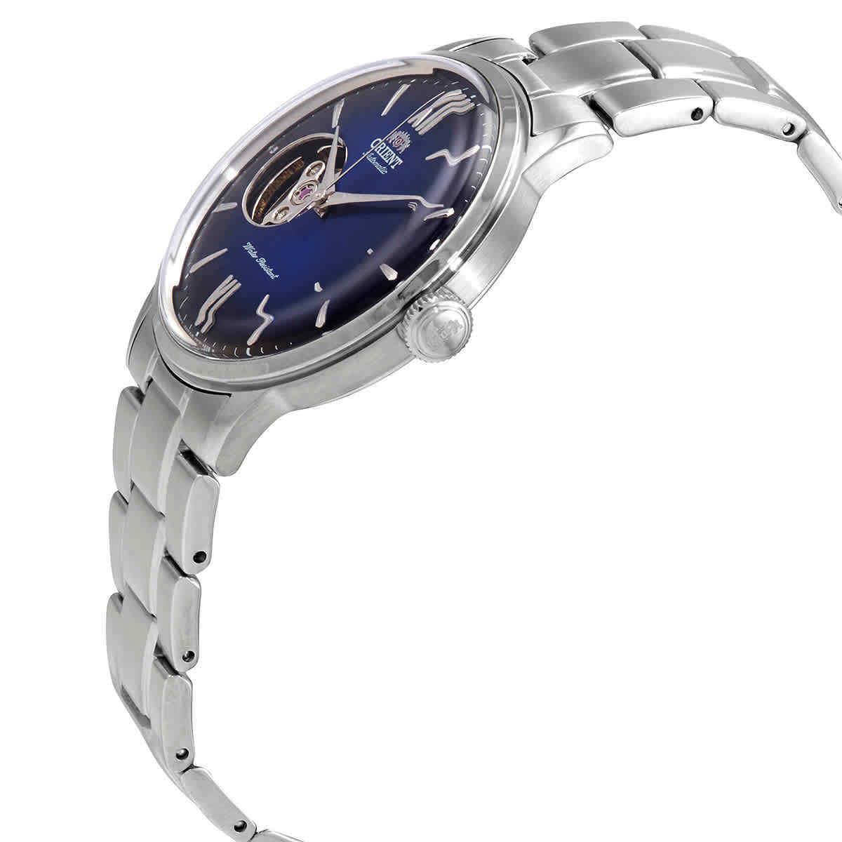 Orient Bambino Automatic Blue Dial Men`s Watch RA-AG0028L - Dial: Blue (Open Heart), Band: Silver-tone, Bezel: Silver-tone